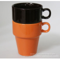 250ml Brown Color Glazed Elegant Design Porcelain Ceramic Stacking Mugs